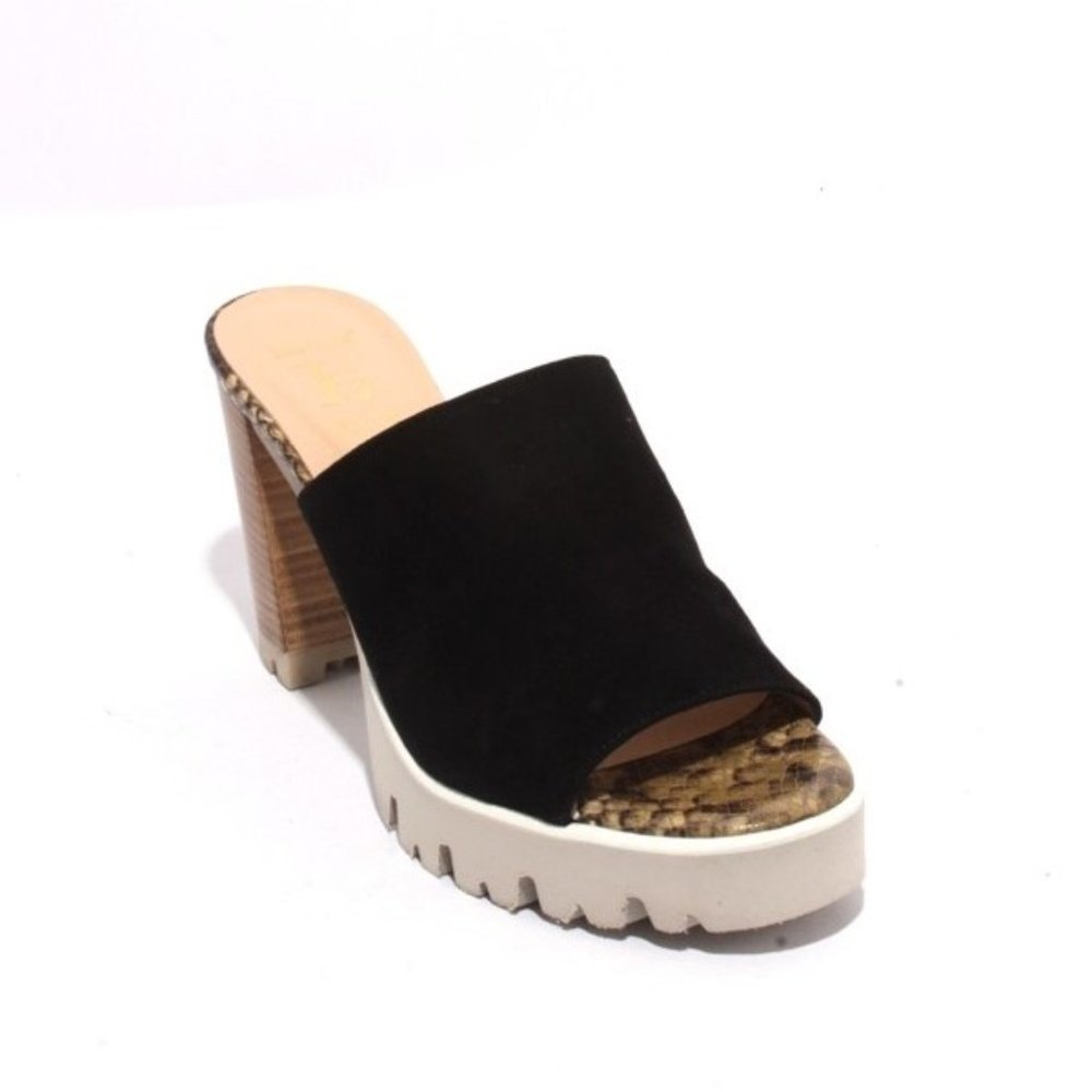 ITALIAN Multicolor Suede Platform Slide Sandals